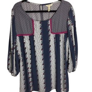 Matilda Jane Top Large Blue Floral Long Sleeve Top size XXL